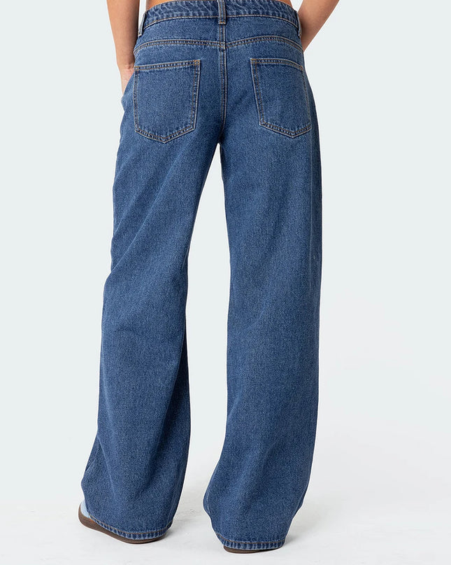 Women's Casual Loose Boyfried Wide Leg Denim Pants