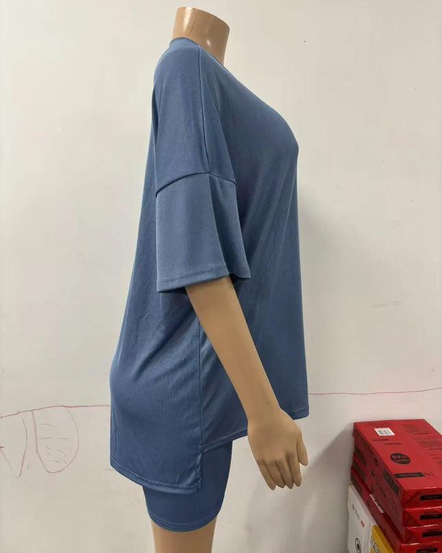 Women's Casual Loose Solid Color Short Sleeve Shorts Set with Pockets | Two Piece Loungewear Outfit 2025