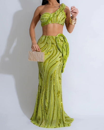 One-Shoulder Sequin Evening Dress – Elegant Summer Style