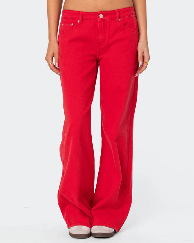 Women's Casual Loose Boyfried Wide Leg Denim Pants