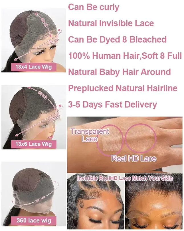 30 Inch HD Lace Frontal Wig 13x6 Bone Straight 250% Density Human Hair – Pre-Plucked Burmese Wig for Black Women