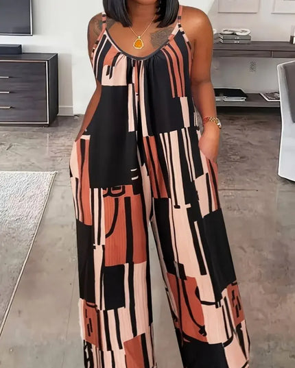 Summer Color-Block Sleeveless Jumpsuit – Casual Vacation Outfit