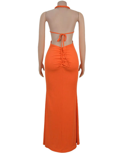 Backless Summer Dress 2025 - Sexy Knitted Halter Neck