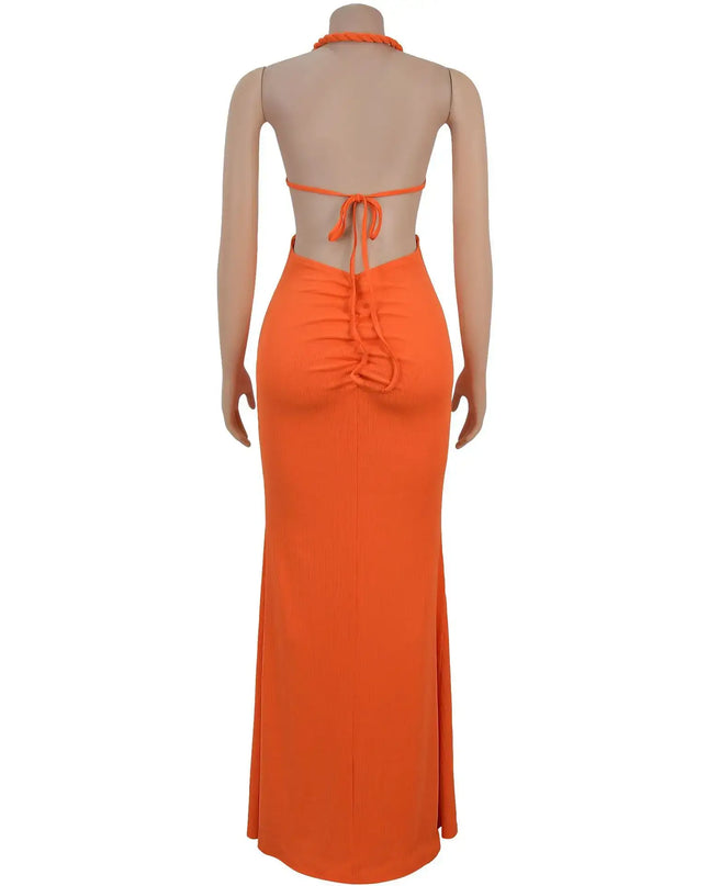 Backless Summer Dress 2025 - Sexy Knitted Halter Neck