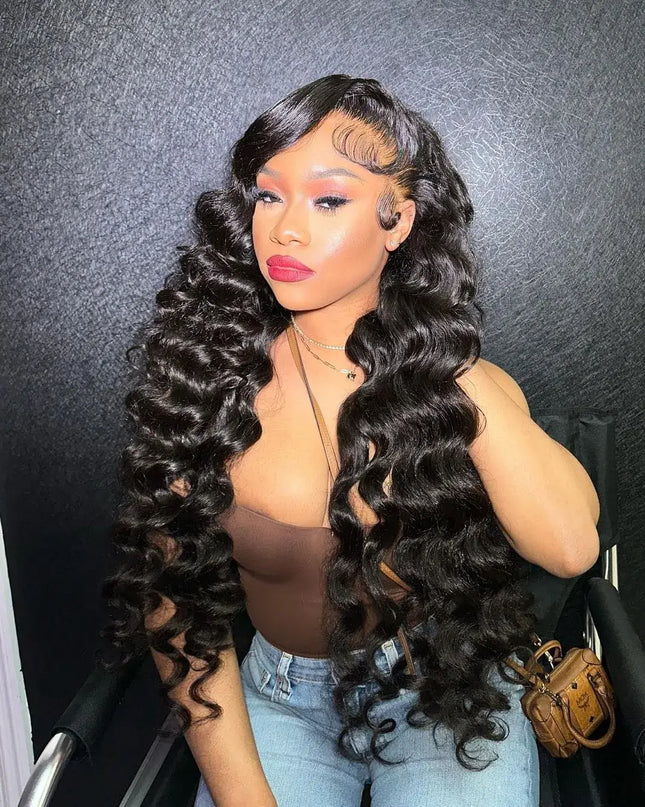 40 Inch Loose Deep Wave HD Lace Front Wig 13x6 Brazilian Curly Human Hair Wig for Women