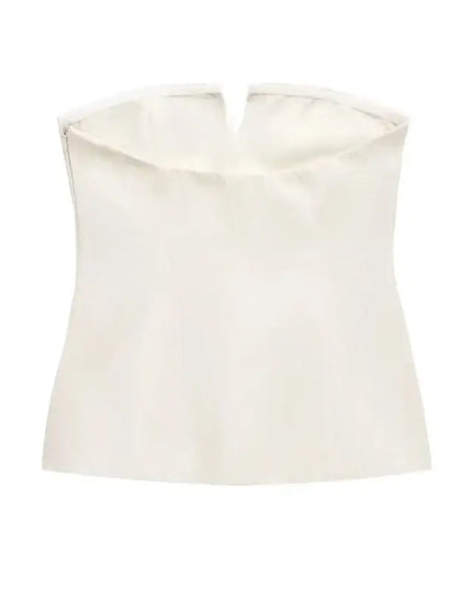 HXAO Tops For Women Strapless Off White Crop Top Woman Summer Corset Tube Tops Sexys Backless Tank Top Sleeveless Solid Tops