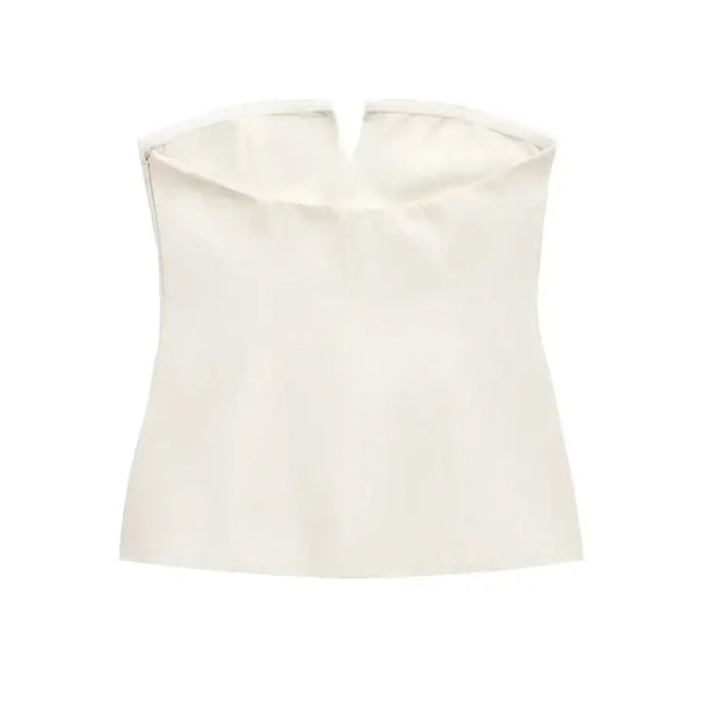 HXAO Tops For Women Strapless Off White Crop Top Woman Summer Corset Tube Tops Sexys Backless Tank Top Sleeveless Solid Tops