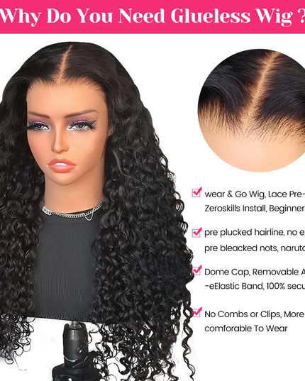 Wear Go Wig ISEE Hair Mongolian Water Wave 7x5 Glueless Preplucked Human Wigs Ready To Go Pre Cut Lace Easy Install HD Lace Wigs