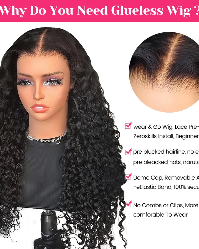 Wear Go Wig ISEE Hair Mongolian Water Wave 7x5 Glueless Preplucked Human Wigs Ready To Go Pre Cut Lace Easy Install HD Lace Wigs