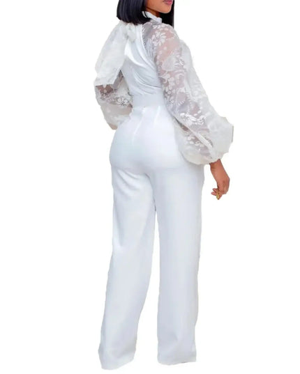 White outfit with sheer sleeves on a white background