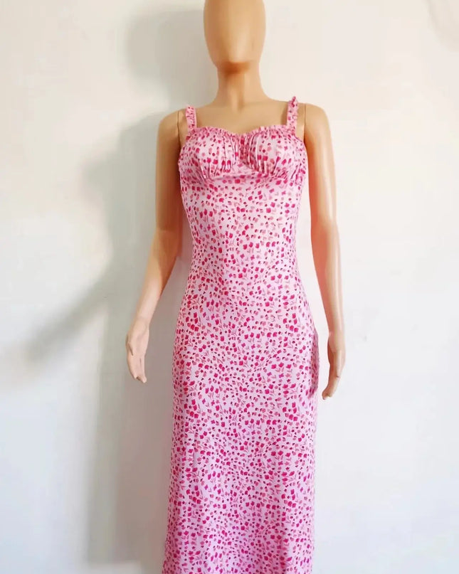 Floral Suspender Split Mini Dress 2024 Summer New Slim Sleeveless Patry Beach Style Spaghetti Strap Dress Women Clothes