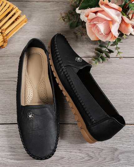 Comfortable Women's Loafers Laser Stitch Detail Flat Shoes Casual Comfortable Slip On Classic Trendy Streetwear