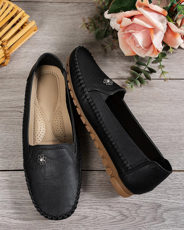 Comfortable Women's Loafers Laser Stitch Detail Flat Shoes Casual Comfortable Slip On Classic Trendy Streetwear