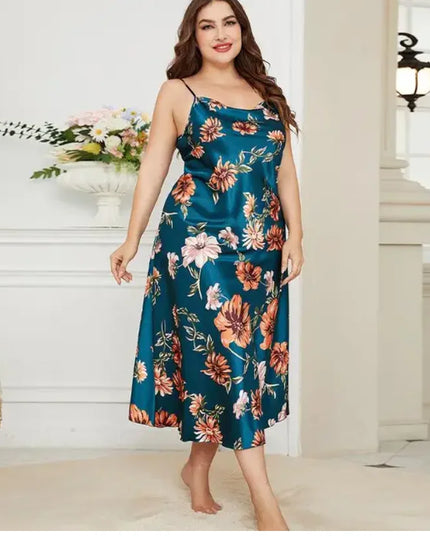 XL-5XL Sexy Satin Nightdress