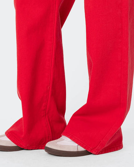 Women's Casual Loose Boyfried Wide Leg Denim Pants