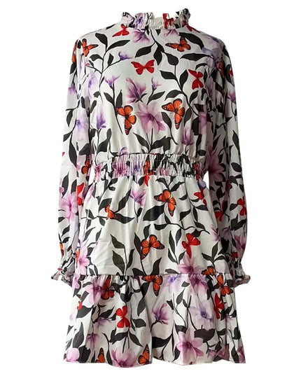 Elegant Floral Ruffle Maxi Dress – Long Sleeve Summer Style