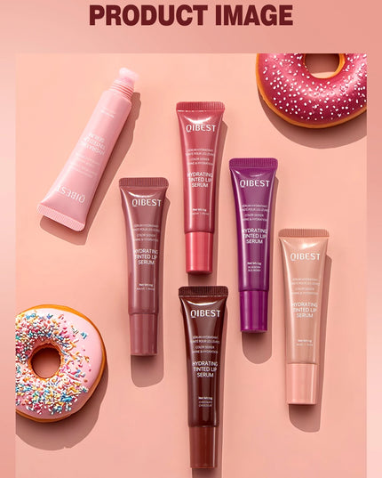 Quest skincare products on a pink background with donuts.