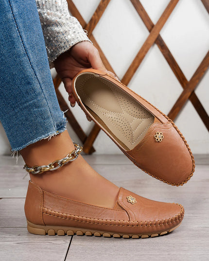 Comfortable Women's Loafers Laser Stitch Detail Flat Shoes Casual Comfortable Slip On Classic Trendy Streetwear
