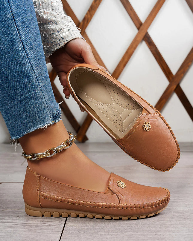 Comfortable Women's Loafers Laser Stitch Detail Flat Shoes Casual Comfortable Slip On Classic Trendy Streetwear