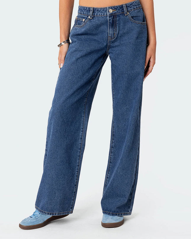 Women's Casual Loose Boyfried Wide Leg Denim Pants
