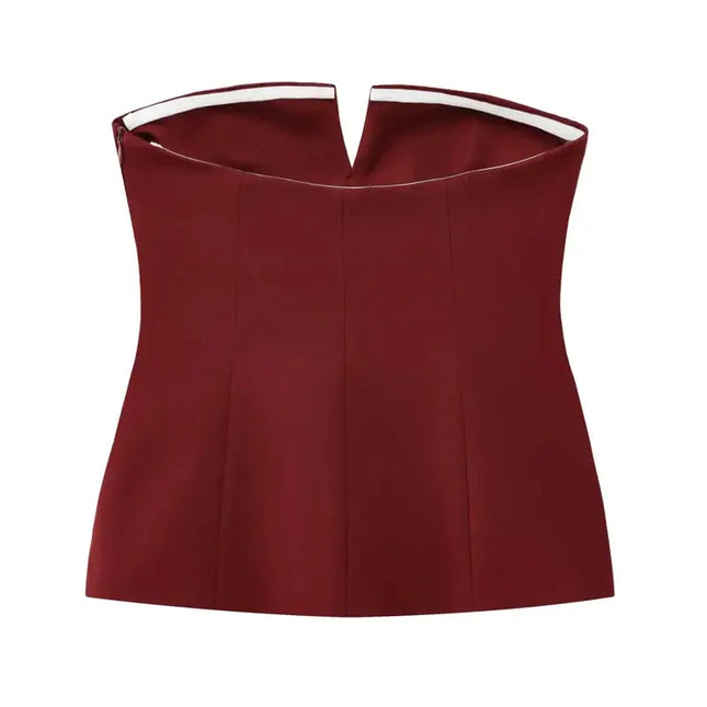 HXAO Tops For Women Strapless Off White Crop Top Woman Summer Corset Tube Tops Sexys Backless Tank Top Sleeveless Solid Tops