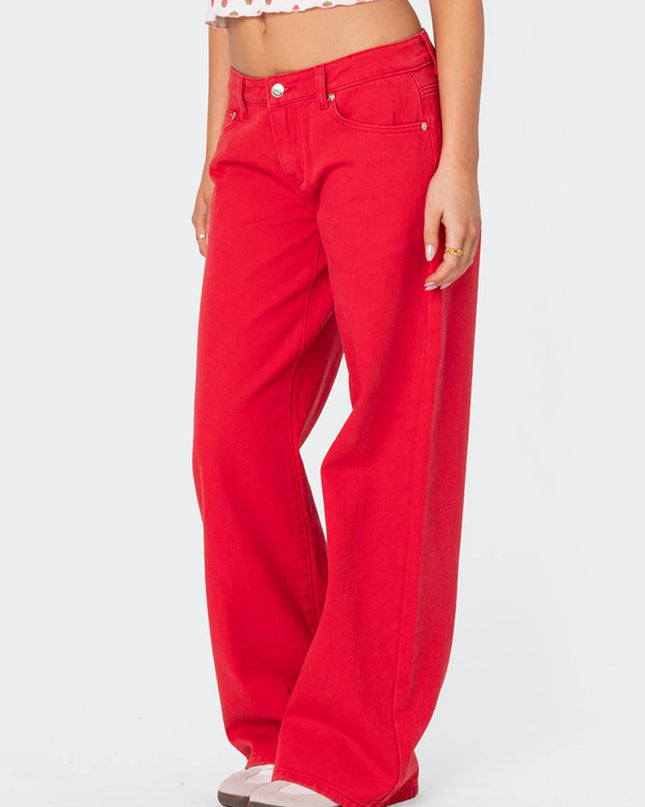 Women's Casual Loose Boyfried Wide Leg Denim Pants