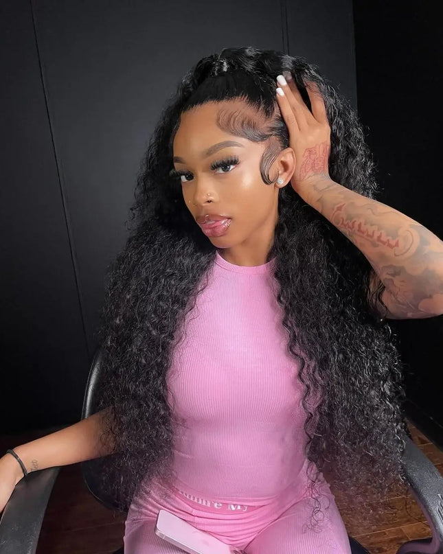 Snwprin 360 HD Full Lace Curly Human Hair Wig – 30 Inch Deep Wave Glueless Preplucked Frontal