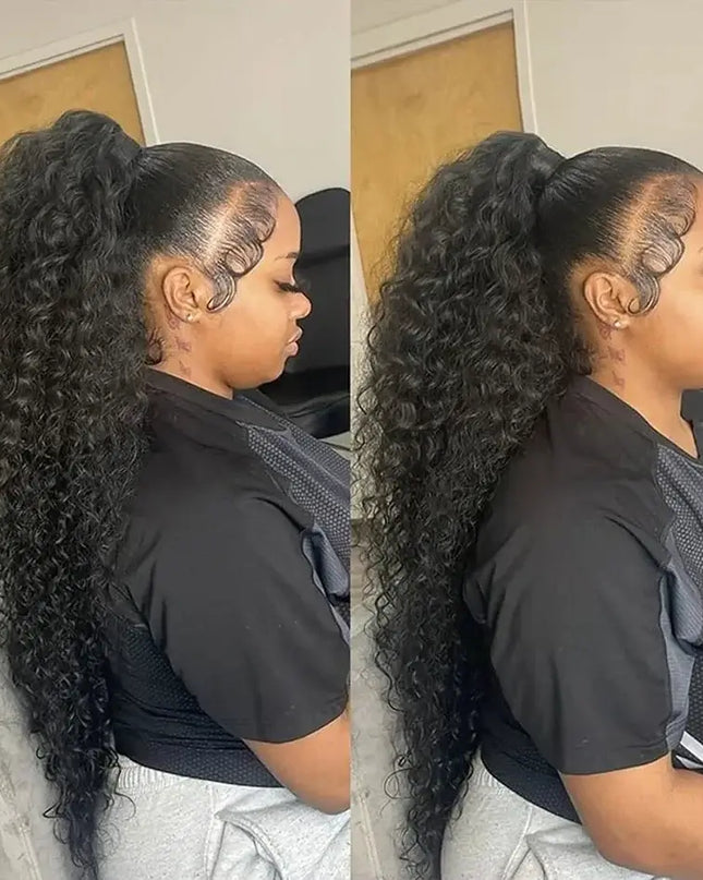 🔥 360 HD Lace Deep Curly Wave Wig – 200% Density, Preplucked & Glueless | Invisi Strap Water Wave Human Hair Wig