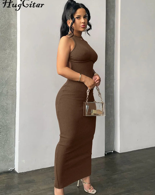 Women’s Ribbed Backless Sleeveless Bodycon Dress ✨