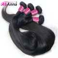 Black hair extensions with pink clips on a white background, featuring the brand 'AliAnna'.