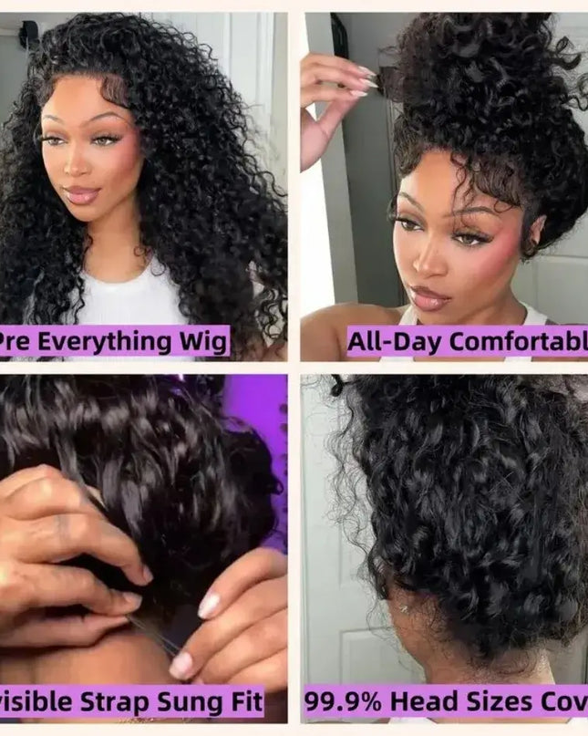 360 HD Deep Wave Full Lace Wig – Pre-Plucked Curly Human Hair Wig for Black Women