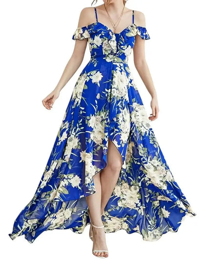 Wefads Women's Off-Shoulder High-Low Floral Dress