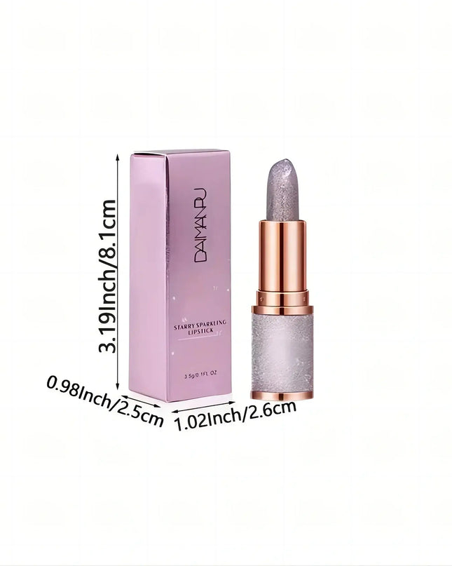 Lipstick with packaging and measurements on a white background