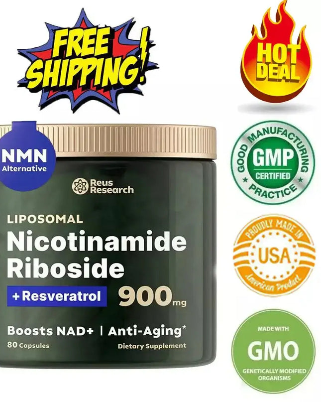 Booster 900mg Anti-Aging Supplement, Nicotinamide Riboside and Resveratrol, 80 capsules, free shipping offer