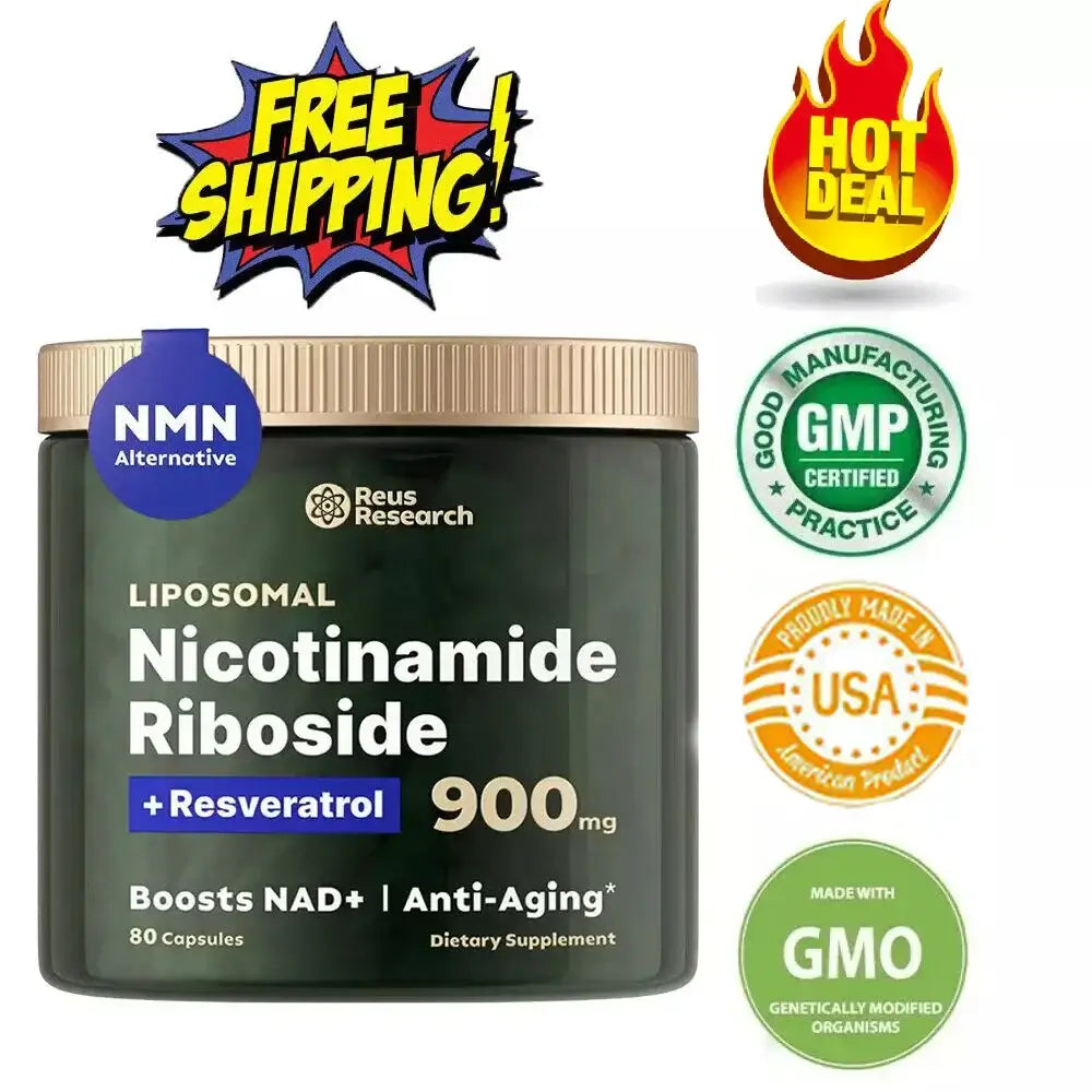Booster 900mg Anti-Aging Supplement, Nicotinamide Riboside and Resveratrol, 80 capsules, free shipping offer