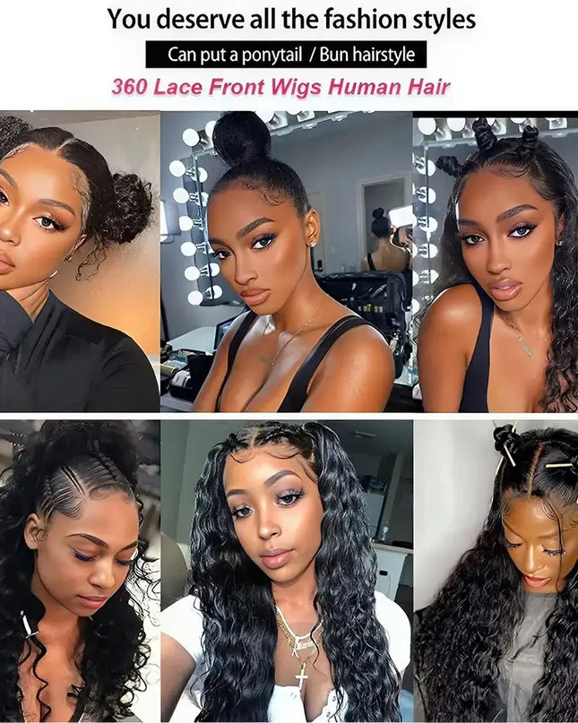 🔥 360 HD Lace Deep Curly Wave Wig – 200% Density, Preplucked & Glueless | Invisi Strap Water Wave Human Hair Wig