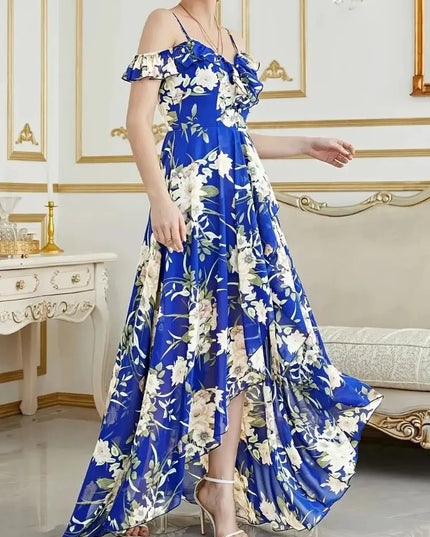 Wefads Women's Off-Shoulder High-Low Floral Dress