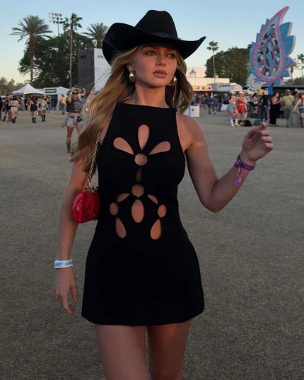 2024 Sexy Hollow Out Sleeveless High-Waist Mini Dress