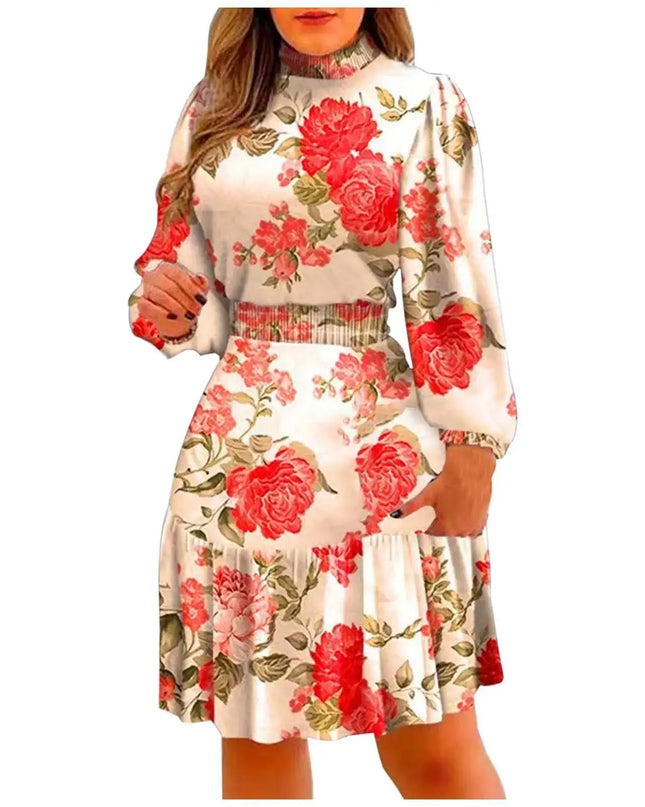 Elegant Floral Ruffle Maxi Dress – Long Sleeve Summer Style