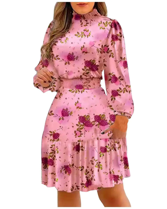 Elegant Floral Ruffle Maxi Dress – Long Sleeve Summer Style