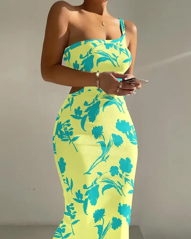 Ombre One Shoulder Cutout Bodycon Dress – Sexy Summer Style 2025