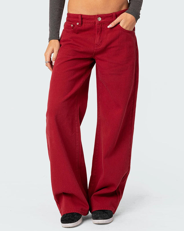 Women's Casual Loose Boyfried Wide Leg Denim Pants