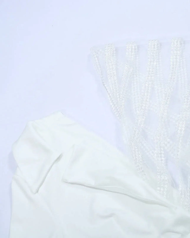 Elegant Deep V Long Sleeve Slit Dress – Formal Lace Evening Gown