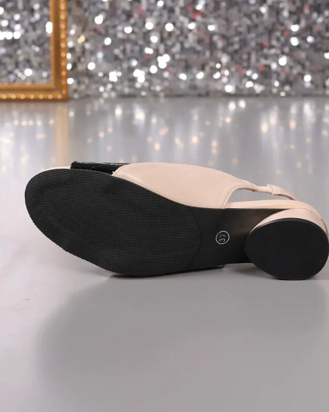 Bottom view of comfortable color block sandals showcasing the sole design and stylish construction.