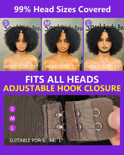 Jerry Curly V Part Wig - 12A Human Hair Upgrade 200% Density