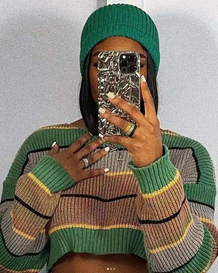 Women 2 Piece Set Long Sleeve Striped Sweater and Sweat Pants Suits 2024 Winter Fitness Active Two Piece Lounge Sets Tracksuit