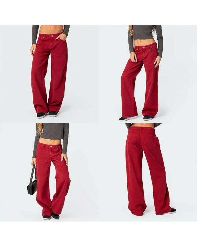 Women's Casual Loose Boyfried Wide Leg Denim Pants