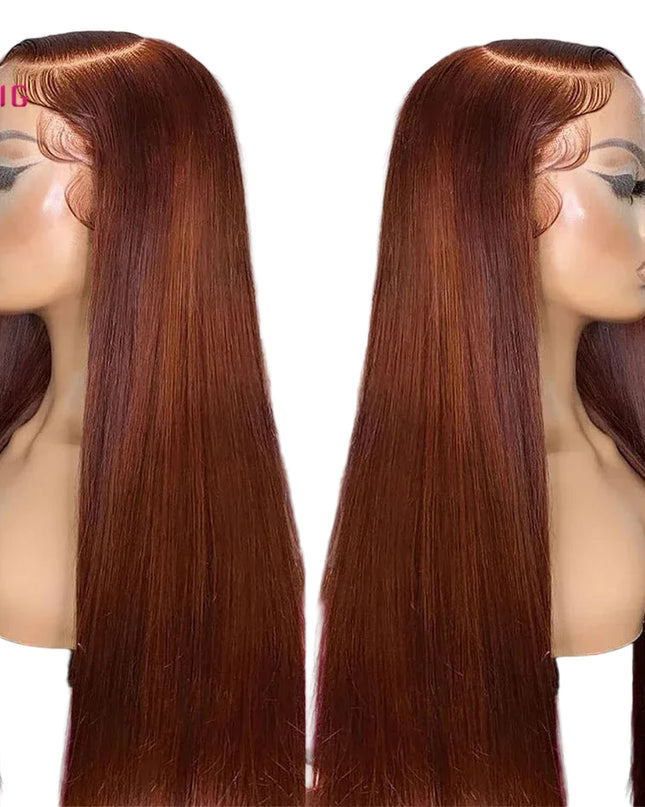 Brown wig on a mannequin head with a blurred background
