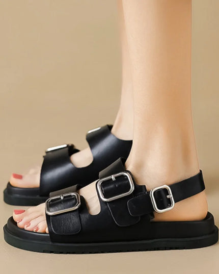 Gladiator platform women's sandals, casual flat sandals with metal buckle, perfect for summer gladiator sandals for women.