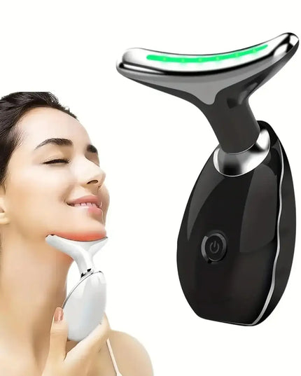 7LED Color Vibrating Neck Device Beauty Gift, neck and face skin massager, 1 piece set portable usb charging, electric Facial ma
